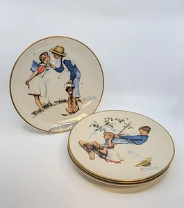 Vintage 1972 Gorham China Set / 4 Norman Rockwell Four Seasons Limited Edition Teller - Bild 1 von 7