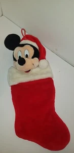 Vtg DISNEY MICKEY MOUSE 3D HEAD PLUSH CHRISTMAS STOCKING Santa's Best 20" Kids - Picture 1 of 8