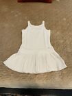 Fila Solid White Girls Square Neck Pleated Skirt Tennis Dress Large 12-14