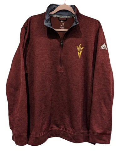 Adidas Pullover Mens XL Arizona State Sun Devils Team Issued 1/4 Zip Long Sleeve Cover