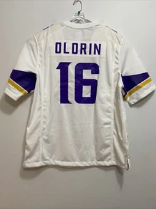 Nike Minnesota Vikings #18 Olorin Jersey Sz XL White Purple On Field NFL Players - Picture 1 of 10