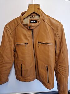 Detail Classic Men's soft Leather Jacket Motorcycle Biker Brown size Medium 