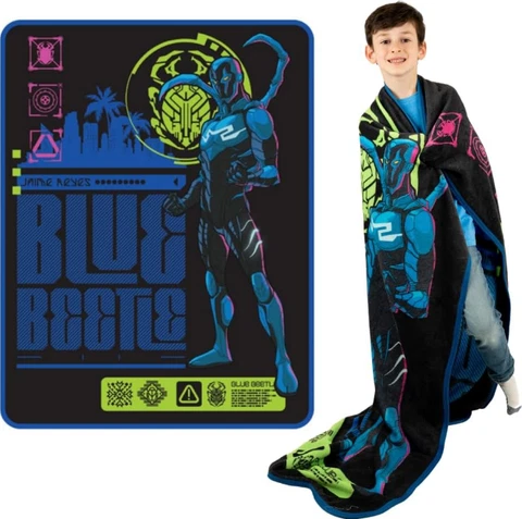 Franco: Blue Beetle Bedding, Soft Micro Raschel Throw, 46 in x 60 in, Multicolor Cover