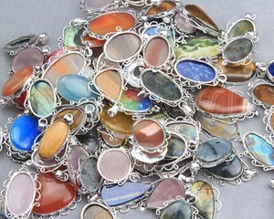 Ciondolo 10 Pezzi Cristalli Assortiti Argento Sovrapposizione Gioielli Fatti a Mano AL-11-092 - Foto 1 di 1