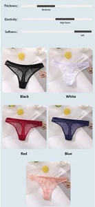Set of 3 Sexy Mesh Panties Women Low Waist Thong G-String Underwear Knickers - Picture 1 of 15
