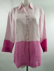i-Linen Lifestyle rosa Colorblock 100 % Leinen Tunika Bluse neu mit Etikett $ 260 Größe M - Bild 1 von 3