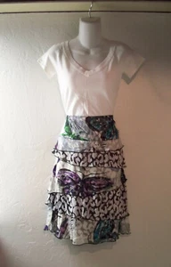 3 pcs- Alberto Makali Silk Blend Skirt size 4 & Top sz S & Alfani Silk Skirt  4P - Picture 1 of 11