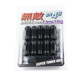 Black M12*1.5 MUTEKI SR48 Steel Cone Seat Extended Wheel Rims Lug Nuts 20pcs - Picture 1 of 4