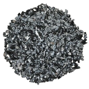 1 lb de astillas de roca natural de obsidiana de copo de nieve caído con tarjeta de información - Imagen 1 de 2