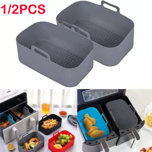1/2PCS Rectangle Silicone Pot For NINJA Air Fryer Kitchen BBQ Heating Baking Pan - Picture 1 of 19