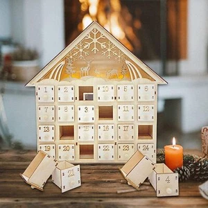 Adventskalender Holz zum Befüllen Weihnachts-Deko teilw LED Beleuchtung NEU - Bild 1 von 5