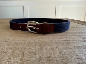 Crewcuts J. Crew Boys' Leather Braided Elastic Navy Blue Belt - Sz L - Picture 1 of 8