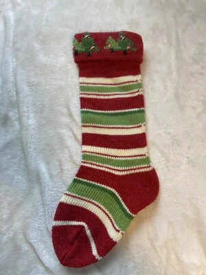 Medias de Navidad Suéter Tejido a Rayas Árboles Lana Sensación Decoración Vacacional Foto 1 de 4