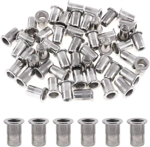 50 piezas 304 acero inoxidable M6 cabeza plana roscado tuerca remache inserto tuerca remache Nu - Imagen 1 de 12