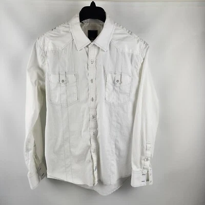 Camisa de vestir 7 diamantes para hombre grande blanca bolsillos abotonados Foto 1 de 4