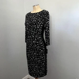 Anne Klein ~ Schwarz & Elfenbein 3/4-Ärmel Bootsausschnitt Jersey Strick KLEID S - Bild 1 von 6