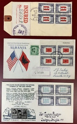 U.S., Lot of 18 Overrun Countries covers and 1 insured tag, most are F.D.C.s - Image 1 of 4