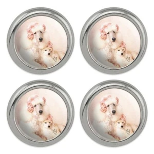 Poodles Mother and Daughter Puppy Dog Metal Craft Sewing Buttons - Set of 4 - Picture 1 of 5