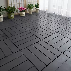 44Pcs Plastic Interlocking Deck Tiles 12"x12" Outdoor Patio Flooring for Balcony - Picture 1 of 13