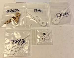 NOS Cuckoo Clock Parts - 5 Pairs White Plastic Hands - 17445-19661-02634-17443 - Picture 1 of 4