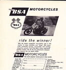 1960 BSA MOTORCYCLE  ~ ORIGINAL SMALLER PRINT AD