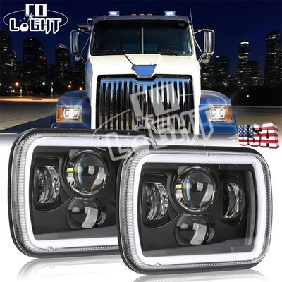 Par de faros LED 5X7" 7x6 pulgadas en forma de Z alto bajo para Western Star 4700SF 2012-2023 Foto 1 de 4
