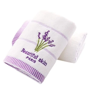 100% Cotton Lavender Floral Hand Towels Set of 2 for Bathroom 13.8"x29.5" (Wh... - Picture 1 of 7