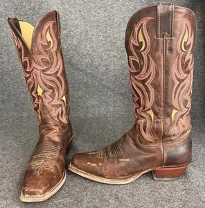 Justin Punchy Western Boots Womens 9.5 B L2687 Brown Leather Square Toe MADE USA - Picture 1 of 20