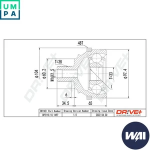 JOINT KIT DRIVE SHAFT DP2110.10.1497 FOR VW TRANSPORTER/T4/Platform/Chassis 1.9L - Picture 1 of 8