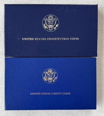 1987 US Constitution Silver Dollar and 1986 US Libertty Coins - Image 1 of 3