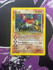 Pokemon Ho-Oh Neo Revelation Double Holo Error 7/64 LP SWIRL - Picture 1 of 2