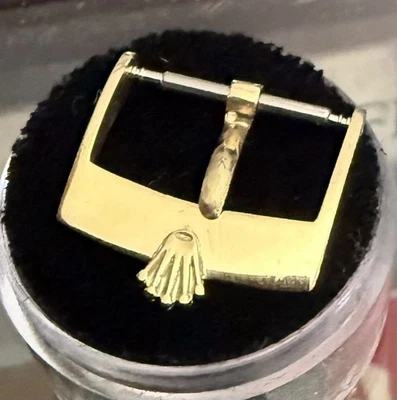 Fivela vintage Rolex ouro 18k 16 mm mercado europeu linha reta 1970 - Imagem 1 de 4