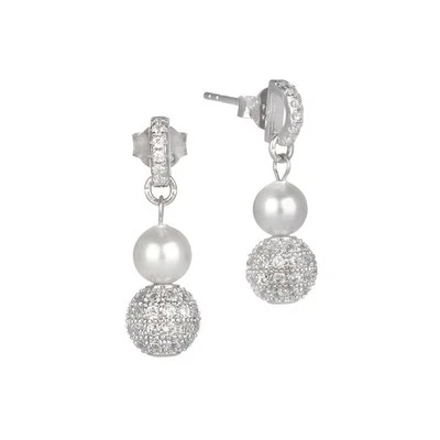 Orecchini Boccadamo in Argento 925‰ Perle Swarovski e Zirconi OR634 - Immagine 1 di 3