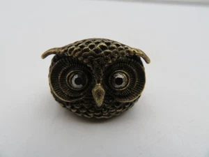 Vintage Brass Owl Ring Retro Boho Hippie Animal Statement Jewelry - Picture 1 of 6