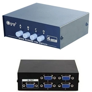 4 porty I / O VGA SVGA Sharing Switch Box 4 w 1 wyjście do monitora LCD PC TV - Zdjęcie 1 z 4