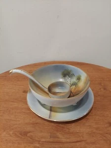 Antique Noritake Footed Soup Bowl With Matching Spoon and Bread Plate - Picture 1 of 16