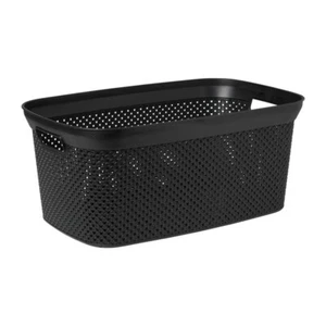 Black Laundry Washing Basket Large 35L Plastic Clothes Storage Hamper Bin Bag - Picture 1 of 2
