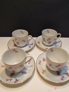 HTF Noritake "Rose" Pattern #1382 4-Sets Cups and saucers. - Picture 1 of 4