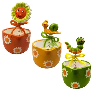 3er Set Übertopf 11x19cm Tiere Blumentopf Bunt Orange Grün Gelb Keramik Garten - Bild 1 von 1