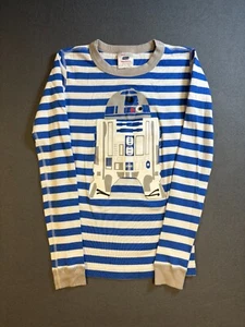 Star Wars by Hanna Andersson White & Blue Stripe RD-D2 Pajama Top Size 14 Cotton - Picture 1 of 10