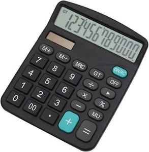Calculatrice de Bureau Double Puissance Affichage à 12 Chiffres Batterie Sola... - Photo 1/8
