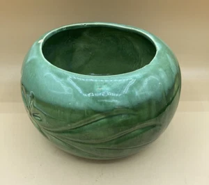 Vintage MCM grün USA rund Übertopf Blumen Design Erdbeermarke LESEN - Bild 1 von 12