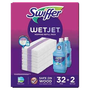 Swiffer Wetjet Wischen Nachfüllpack (2 Flaschen Reiniger + 32 Nachfüllpads) - Bild 1 von 7