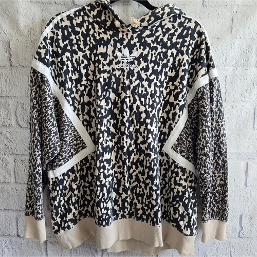 OFF WHITE Adidas Originals Felpa con Cappuccio Leoflage Leopardata Stampa Animalier Felpa Oversize Small