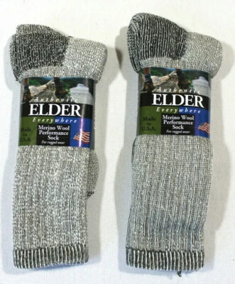 NEW 2 Pair Men’s Authentic Elder Merino Wool Performance Socks Size 9-11 - Image 1 of 2