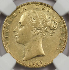 Great Britain UK 1849 Full Sovereign Gold Coin NGC AU50 Shield Type Double Date