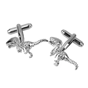 Silver Copper Dinosaur Skeleton Tyrannosaurus Cufflinks Men Cuff Links - Picture 1 of 5