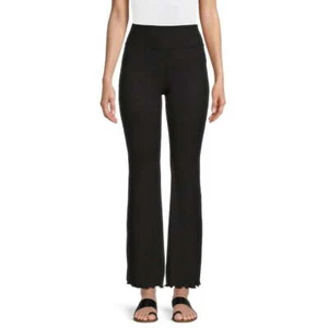 No Boundaries Juniors Ribbed Flare Lettuce Hem Pants, Black Soot Size 3XL (21) - Picture 1 of 4
