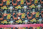 Flannel 100% Cotton Piece  18" X 42" Rock Band Dinosaurs On Black For Face Masks
