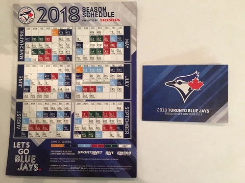 2018 TORONTO BLUE JAYS BASEBALL HOME & AWAY MAGNET SCHEDULE + 3 POCKET SCHEDULES Cover